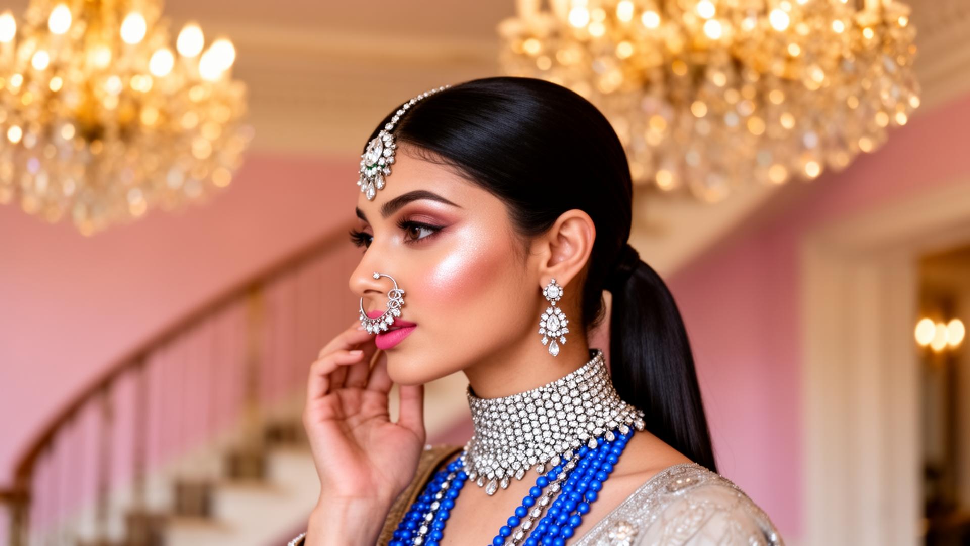 Elegant bride with luminous bridal makeup