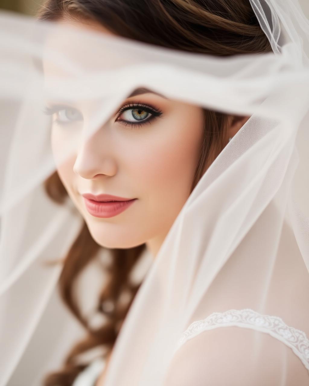 Soft veil bridal portrait